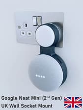 Image of Google Nest Mini Gen 2 - Secure Wall Socket Hanging Mount (for UK Adaptor)