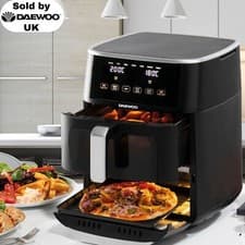 Image of Daewoo 11L Electric Dual Air Fryer Oven Compact Double Drawer Large Twin Basket