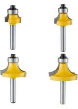 Image of 4x Shank Round Over Router Bits Set R1/8-R1/2 Corner Forming Beading Cutter