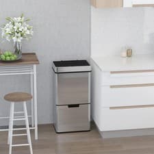 Image of Motion Sensor Rubbish Bin, 3 Compartments Removable Lid Stainless Steel Bin Body