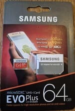 Image of NEW SEALED Samsung EVO Plus 64GB MicroSDXC Memory Card + SD adapter microSD