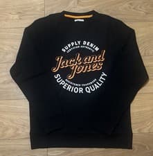 Image of Jack & Jones Men's Crew Neck Jumper Size Large Orange/black