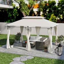 Image of 3 x 4m Garden Gazebo with Sidewalls, Double Roof Metal Gazebo