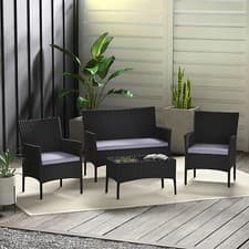 Image of 4pcs Rattan Outdoor Garden Furniture Sofa Set Table & Chairs Roger