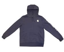 Image of Carhartt Clarksburg Hoodie Sweatshirt Women’s Medium UK 8 10 Blue Logo Relaxed 