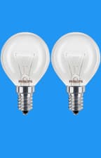 Image of 2 x Philips 40W 230V SES E14 Dimmable 2700K Warm White P45 400lm Round Clear
