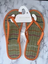 Image of Accessorize Monsoon Seagrass Flip Flops Size M Medium UK 5 6 Orange Striped New