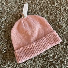 Image of BNWT ACCESSORIZE PLAIN KNIT BEANIE HAT PINK Acrylic/polyamide/elastane