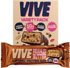 Image of Vive Vegan Protein Bars Variety Pack – Dark Chocolate Coated Salted Caramel,