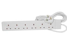 Image of PRO ELEC 6 Gang Extension Lead 5m Surge Protected Power Strip White