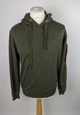 Image of alpha industries Men's X Fit Hoodie - Dark Green size uk small pullover everyday