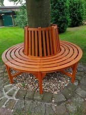 Image of Outdoor Tree Bench Garden Round Eucalyptus Wood 360 160cm Weatherproof NEW