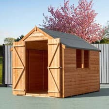 Image of Shire Overlap 8x6 Double Door Economy With Window Storage Shed - Outdoor Wooden 