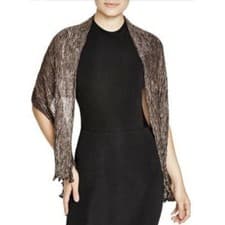 Image of Aqua Shimmering Crinkle Silk Blend Evening Wrap