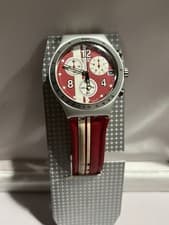 Image of Swatch Irony Chrono Red White Stripes Fully Working New Battery original Package