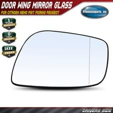 Image of Electric Wing Mirror Glass Drivers Side for Citroen Nemo Fiat Fiorino Peugeot 