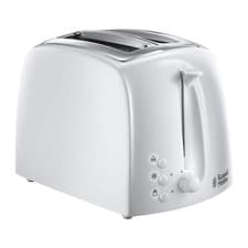 Image of Russell Hobbs Textures 2 Slice Toaster Frozen Reheat & Cancel Functions - White