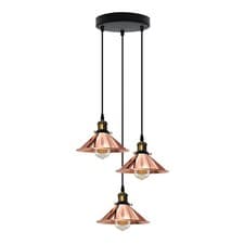 Image of 3Way Pendant Ceiling Light Vintage Metal Lamp Shade Modern Kitchen Black Hanging