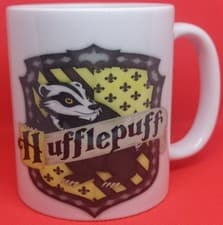 Image of Custom Unofficial Printed Harry Potter Painted Hufflepuff Crest 11oz Boxed Mug.