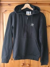 Image of New Adidas Men Originals Trefoil Essentials Full-Zip Hoodie In Black. Size XS