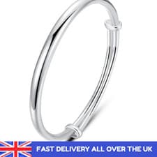 Image of 925 Sterling Silver Ladies Expanding Bangle - SOLID 925 Silver - Gift UK
