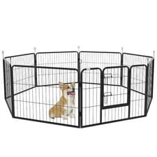 Image of Pawhut Pet Pen Guinea Dog Pig Puppy Playpen Play House Steel Hutch Metal Grey