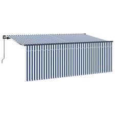 Image of vidaXL Retractable Awning Manual Blue and White 400 x 200 cm, Garden and Terrace