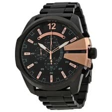 Image of NEW DIESEL DZ4309 MEGA CHIEF BLACK DIAL BLACK WATCH