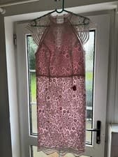 Image of Chi Chi London Pink 'Shannon' Floral Lace Dress Size 12