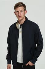 Image of Men's Casual Lightweight Stretchable Cotton Rich Stand Collar Harrington Jacket