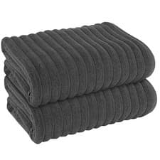 Image of Ribbed Hydro 2 Pack Extra Large Jumbo Bath Sheet Luxury 100% Pure Cotton Sheets