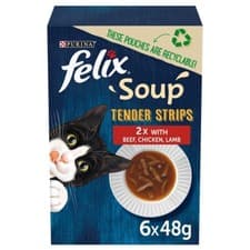 Image of Felix Soup Tender Strips Wet Cat Food (Farm Selection, Fish Selection) 6x48G