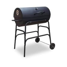 Image of Charcoal Oil Drum BBQ Grill Large Steel Barrel Rack Barbecue Smoker with Wheels