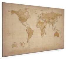 Image of World Map Antique Old Style Box Canvas and Poster Print (228)