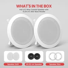 Image of Pair 6.5”/16.5Cm Ceiling Wall Mount Speakers, 2-Way Midbass Woofer Speaker, 1...
