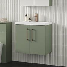 Image of Nuie Arno Wall Hung 2-Door Vanity Unit & Basin-1 600mm - Reed Green