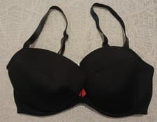 Image of Ann Summers Wired And Padded Plunge Black Bra With Side Support UK Size 34F