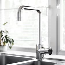 Image of Chrome Single Lever Monobloc Kitchen Mixer Tap - Enza Elwood  ELWSLCHSQ