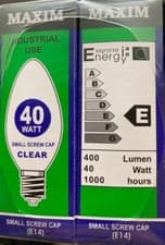 Image of Dimmable 40W Clear Candle Bulb Lamp, SES E14, Pack of 10