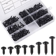 Image of 340Pcs Phillips Self Tapping/Drilling Black Screws Wafer Head for Timber & Metal