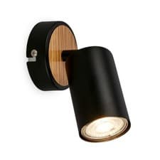 Image of LED Wall Lamp Single Light Reading Spotlight Bedroom Adjustable GU10 Black Wood