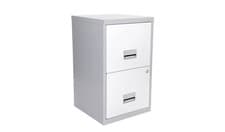 Image of 2 Drawer Pierre Henry A4 Steel Lockable Maxi Filing Cabinet - Silver White