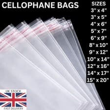 Image of Clear Self Adhesive peel & Seal OPP Transparent packing A4 A5 A6 Cellophane Bags