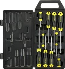 Image of Stanley 10 Piece Cushion Soft Grip Pozi Slot Magnetic Tip Screwdriver Set,265014
