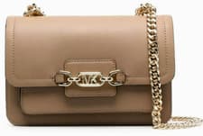Image of 🌞MICHAEL KORS HEATHER LARGE TAN CAMEL GOLD CHAIN CROSSBODY SHOULDER BAG🌺NWT!