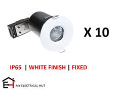 Image of Indoor Fixed IP65 FIRE RATED Recessed GU10 Downlight (Pack of 10) - WHITE