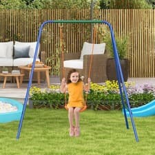 Image of Two-In-One Nursery Swing for Toddlers, with Seats, Safety Belt - Orange and Blue