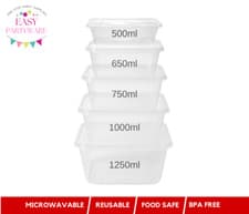 Image of Plastic Food Containers with lids Takeaway Microwave Freezer Safe Storage Boxes