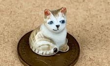 Image of Dolls House Ginger Cat Pet Ceramic Kitten Animal 1:12 Scale Ornament S tumdee