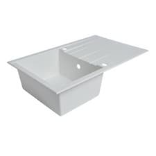 Image of Kitchen Sink 1 Bowl Reversible Drainer White Plastic Resin Inset Rectangular